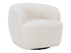 Sillón giratorio 360º de borreguito y metal crema
