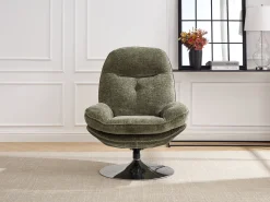 Sillón giratorio de tejido texturado color verde ILMACA