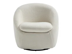 Sillón giratorio de tejido bouclé blanco NETALIO
