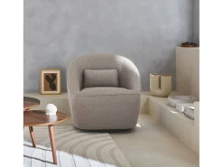 Sillón giratorio de tela 360º con cojín gris beige