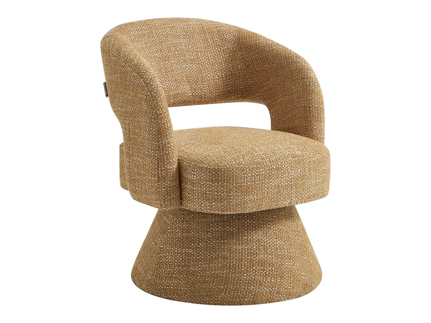 Sillón giratorio de tela texturizada amarillo mostaza NAROLIA