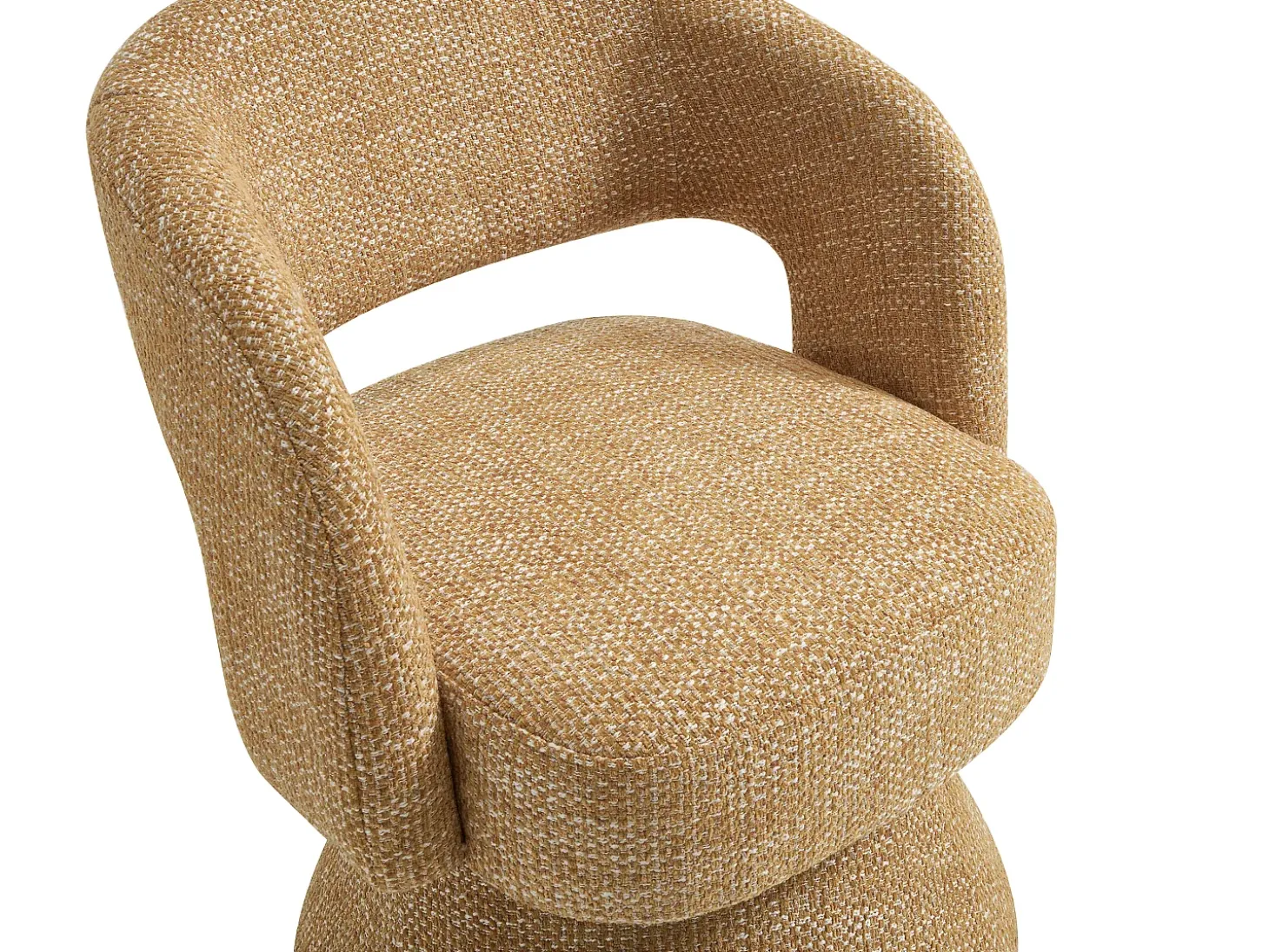 Sillón giratorio de tela texturizada amarillo mostaza NAROLIA