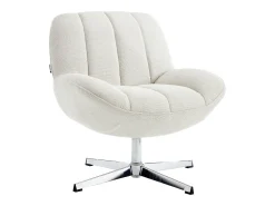 Sillón giratorio de tela texturizada color beige VOLABO