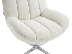 Sillón giratorio de tela texturizada color beige VOLABO