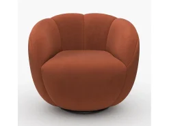 Sillón giratorio de terciopelo rojo ladrillo - Ysé