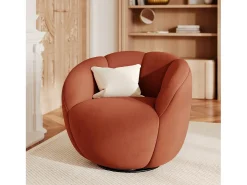 Sillón giratorio de terciopelo rojo ladrillo - Ysé