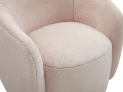 Sillón giratorio en piel sintética de pelo color rosa VEREIDE