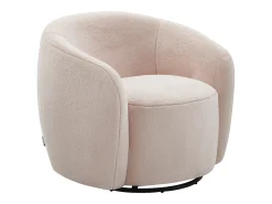 Sillón giratorio en piel sintética de pelo color rosa VEREIDE