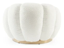 Sillón giratorio en tejido blanco efecto bouclé - FLOREL