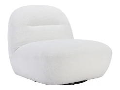 Sillón giratorio en tela bouclé color blanco POZETI