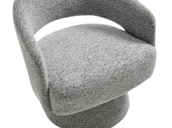 Sillón giratorio redondeado en chenilla gris FEDOTE