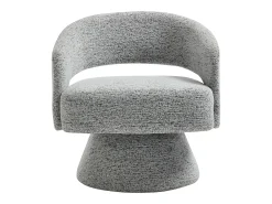Sillón giratorio redondeado en chenilla gris FEDOTE