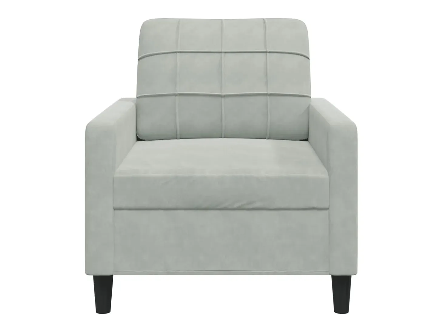 Sillón Gris Claro 60 cm Terciopelo