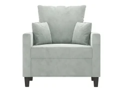 Sillón Gris Claro 60 cm Terciopelo