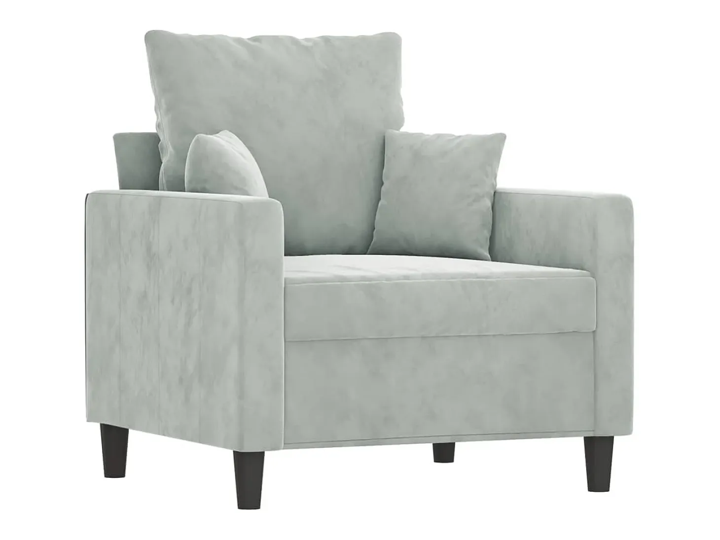 Sillón Gris Claro 60 cm Terciopelo