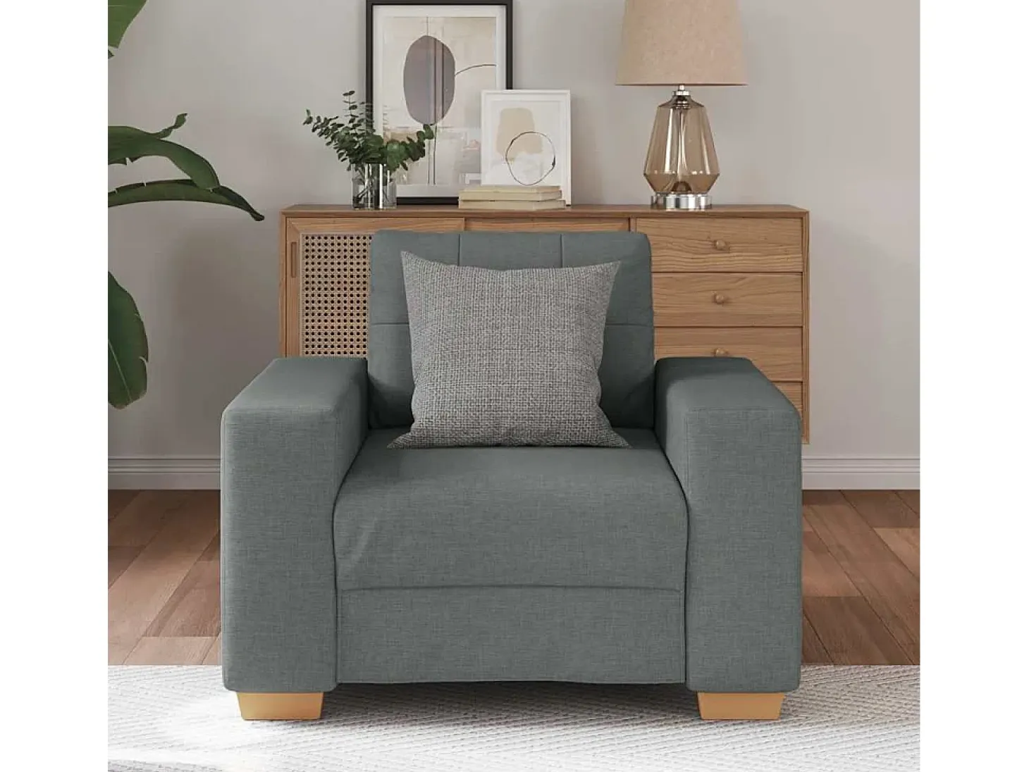 Sillón Gris Oscuro 60 cm Tela