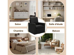 Sillón Individual Giratorio 360°, Butaca Relajante Giratoria con Reposacabezas para Sala de Estar, Dormitorio y Oficina, Grande y Cómodo - Negro
