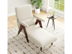 Sillón individual 64x68,5x93 cm - convertible 3 en 1 - acolchado - lino - beige + marrón