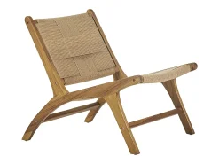 Sillón lounge de madera de teca maciza y cuerda trenzada YARI