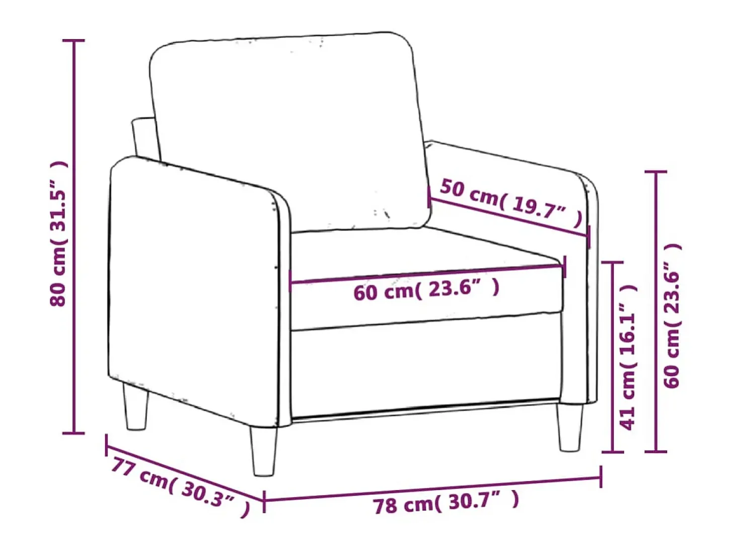 Sillón Marrón Tela 60 cm