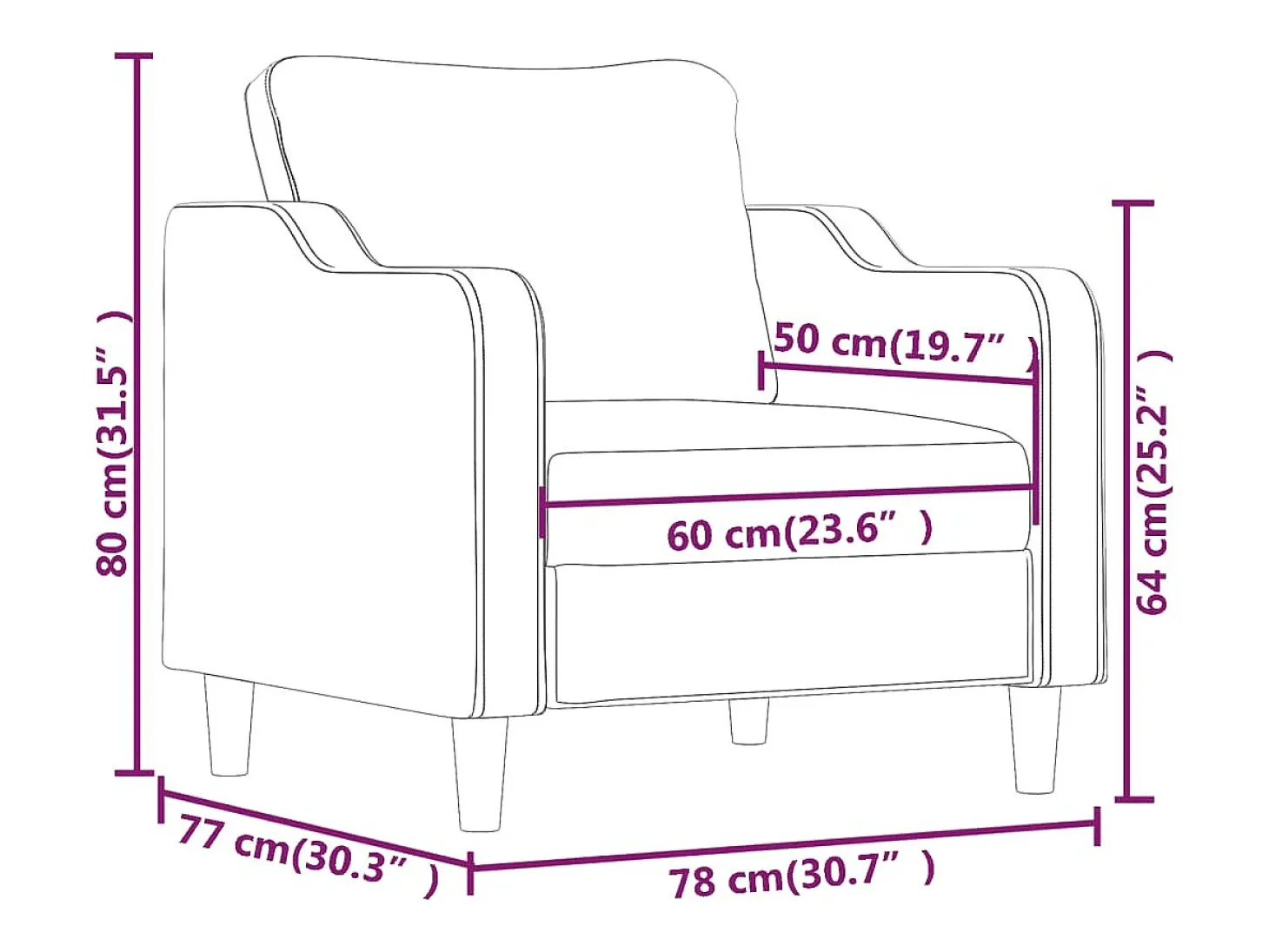 Sillón Marrón Tela 60 cm