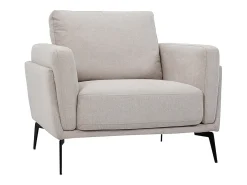 Sillón moderno de tejido efecto aterciopelado texturizado beige y metal negro MOSCO