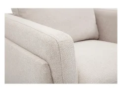 Sillón moderno de tejido efecto aterciopelado texturizado beige y metal negro MOSCO
