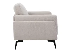 Sillón moderno de tejido efecto aterciopelado texturizado beige y metal negro MOSCO