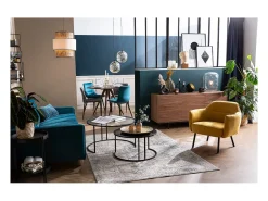 Sillón moderno de tela efecto aterciopelado gris oscuro LAURENS