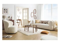 Sillón moderno giratorio de borreguillo blanco AMBER