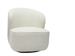 Sillón moderno giratorio de borreguillo blanco AMBER
