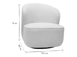 Sillón moderno giratorio de borreguillo blanco AMBER