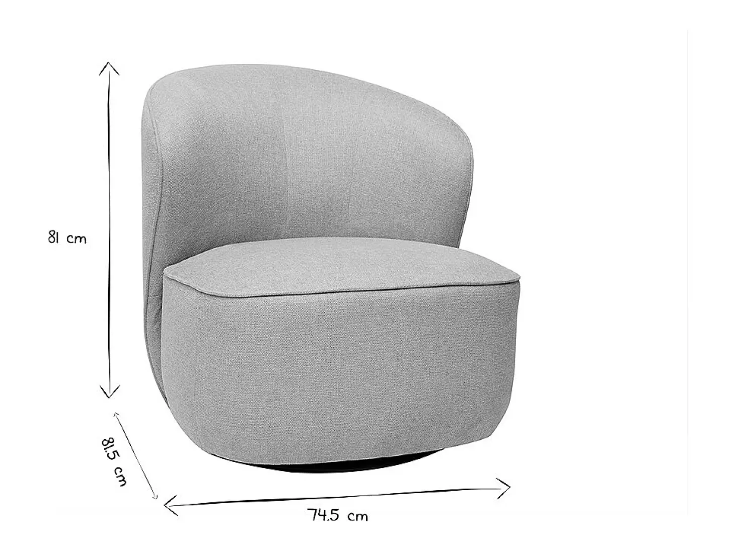 Sillón moderno giratorio de tejido efecto aterciopelado texturizado beige AMBER