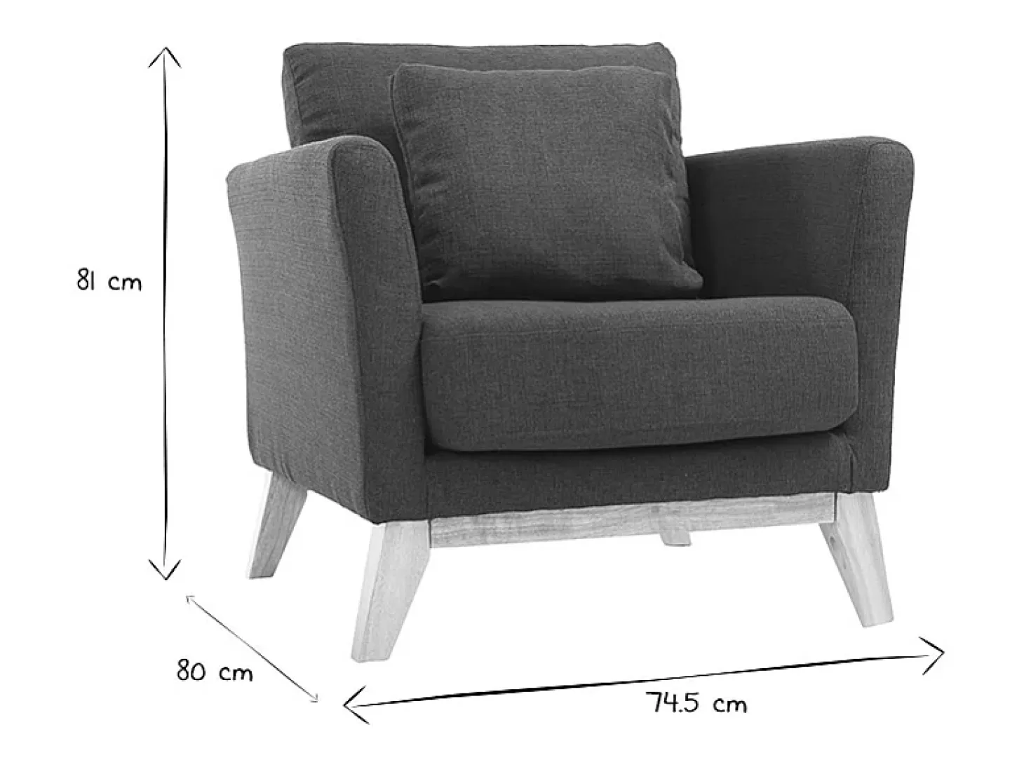 Sillón nórdico azul oscuro patas madera clara OSLO