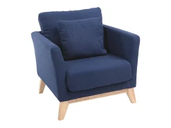 Sillón nórdico azul oscuro patas madera clara OSLO
