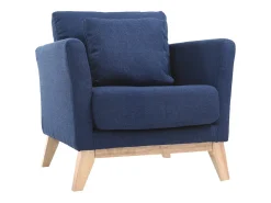Sillón nórdico azul oscuro patas madera clara OSLO