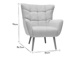 Sillón nórdico con tejido efecto aterciopelado texturizado verde oscuro y madera de caucho maciza AVERY