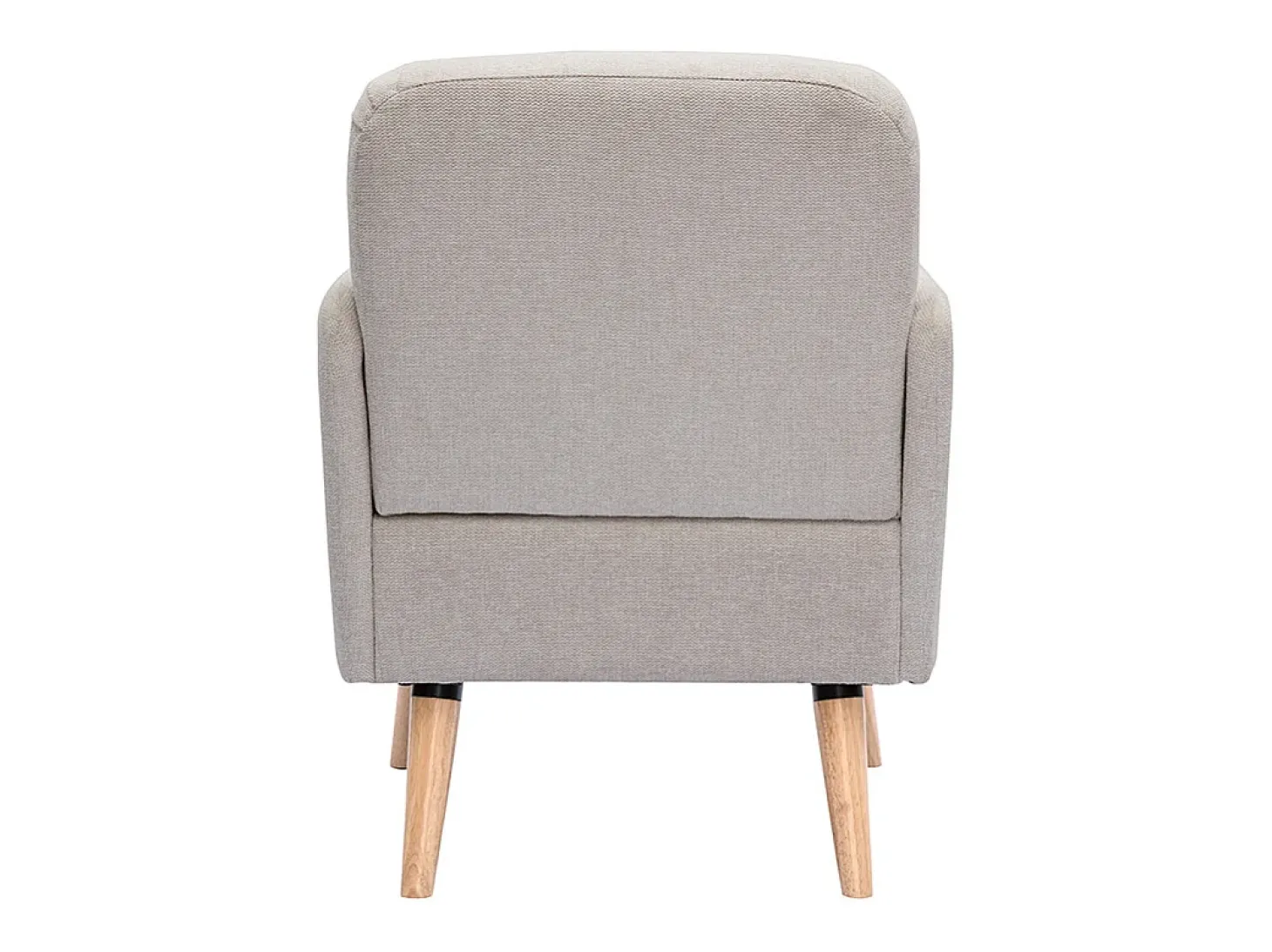 Sillón nórdico de tejido efecto aterciopelado texturizado beige y madera ISKO