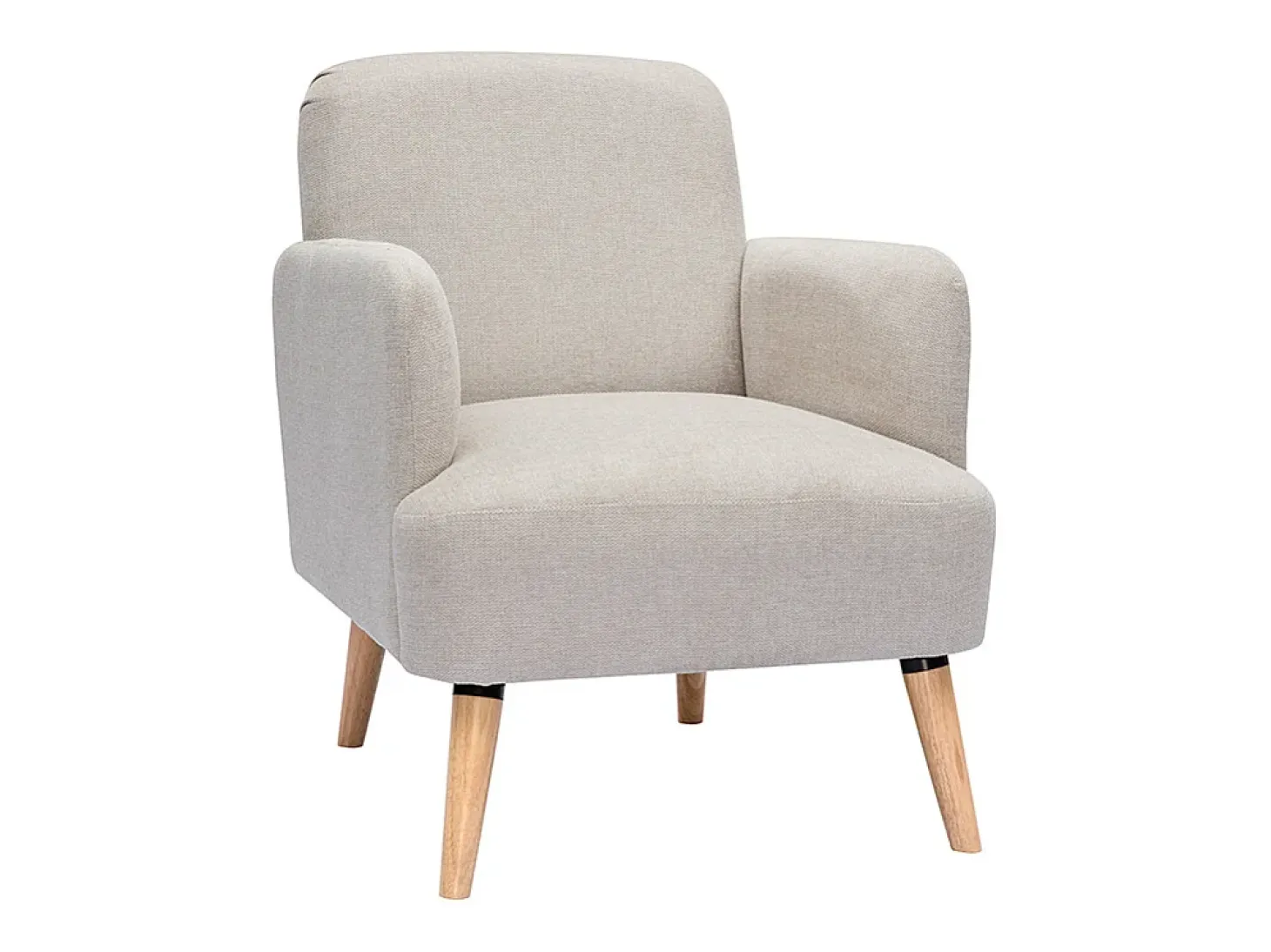 Sillón nórdico de tejido efecto aterciopelado texturizado beige y madera ISKO