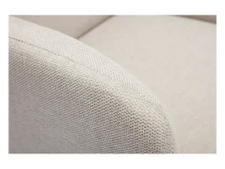 Sillón nórdico de tejido efecto aterciopelado texturizado beige y madera ISKO