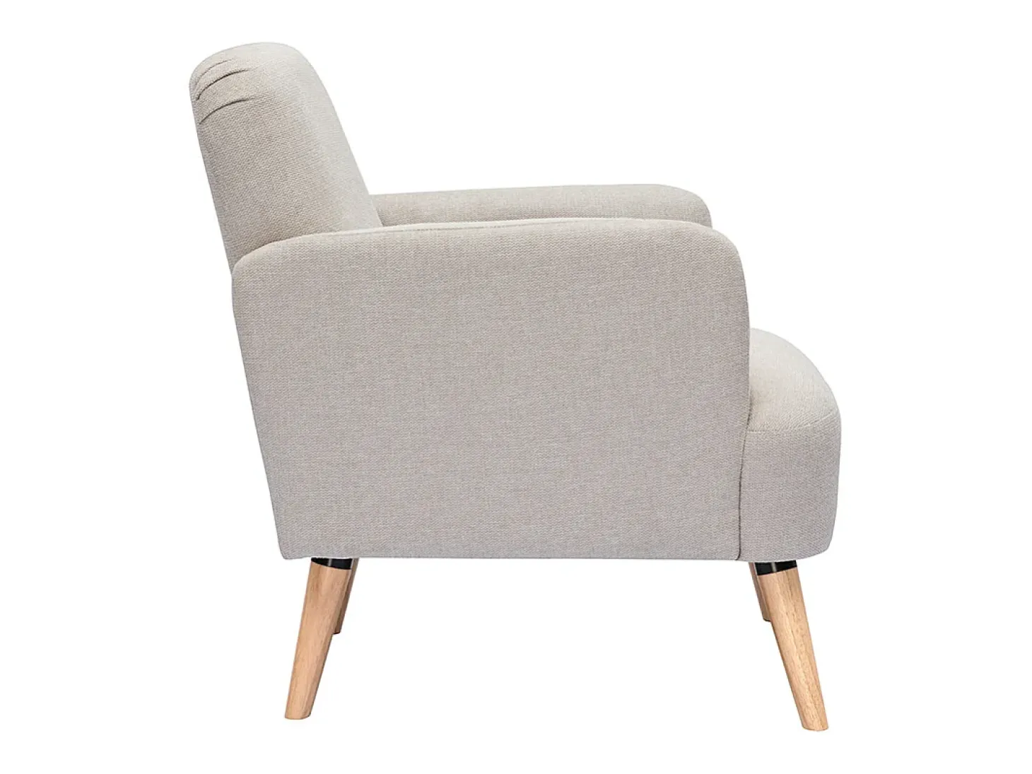 Sillón nórdico de tejido efecto aterciopelado texturizado beige y madera ISKO