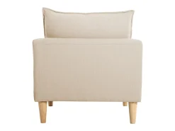 Sillón nórdico de tela beige y madera de caucho maciza KATE
