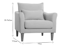 Sillón nórdico de tela beige y madera de caucho maciza KATE
