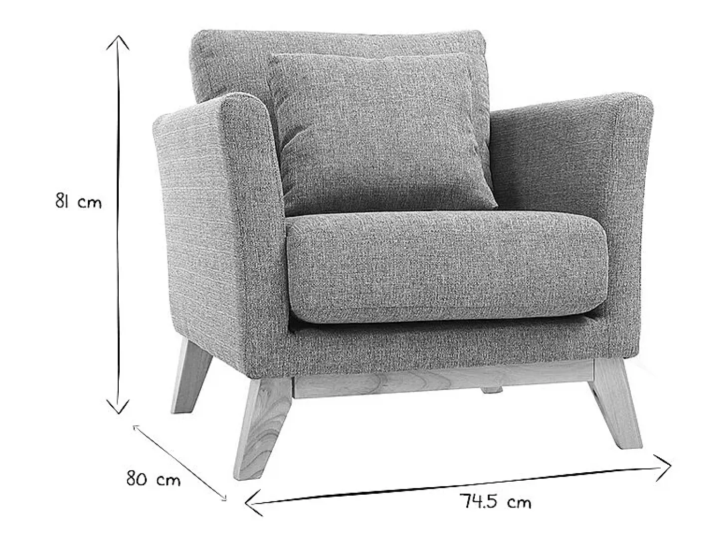 Sillón nórdico gris claro patas madera clara OSLO