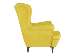 Sillón orejero con taburete terciopelo amarillo mostaza