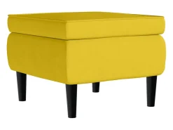 Sillón orejero con taburete terciopelo amarillo mostaza