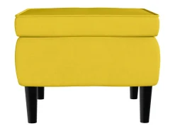 Sillón orejero con taburete terciopelo amarillo mostaza