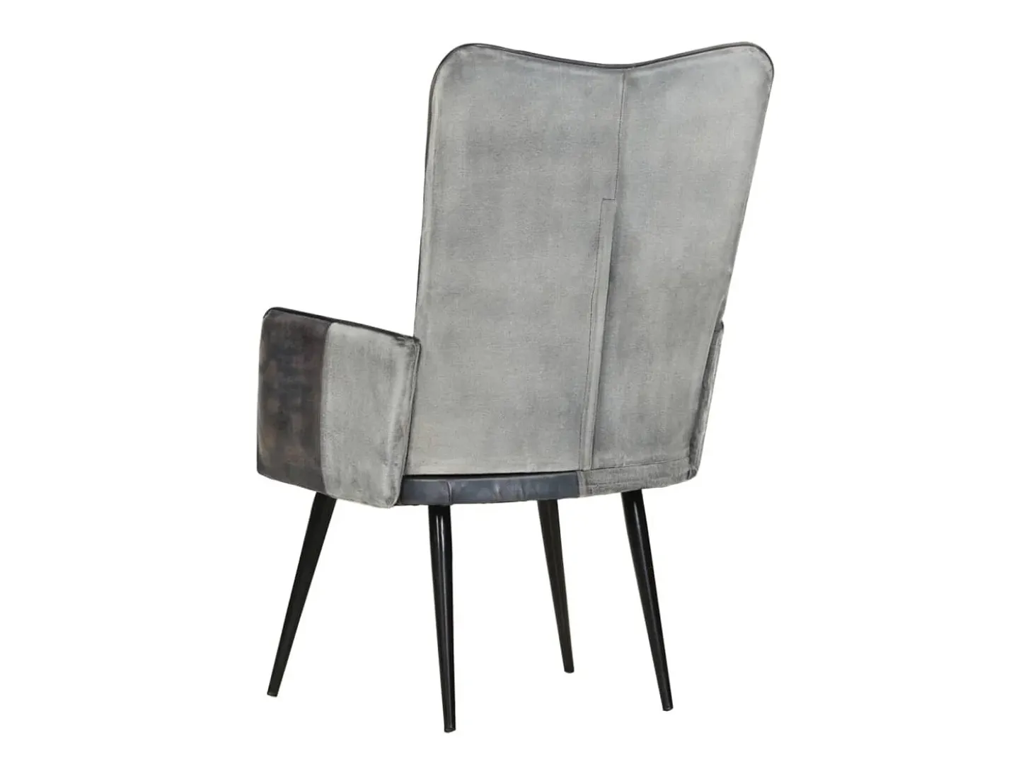 Sillón orejero de cuero auténtico gris canela