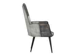 Sillón orejero de cuero auténtico gris canela