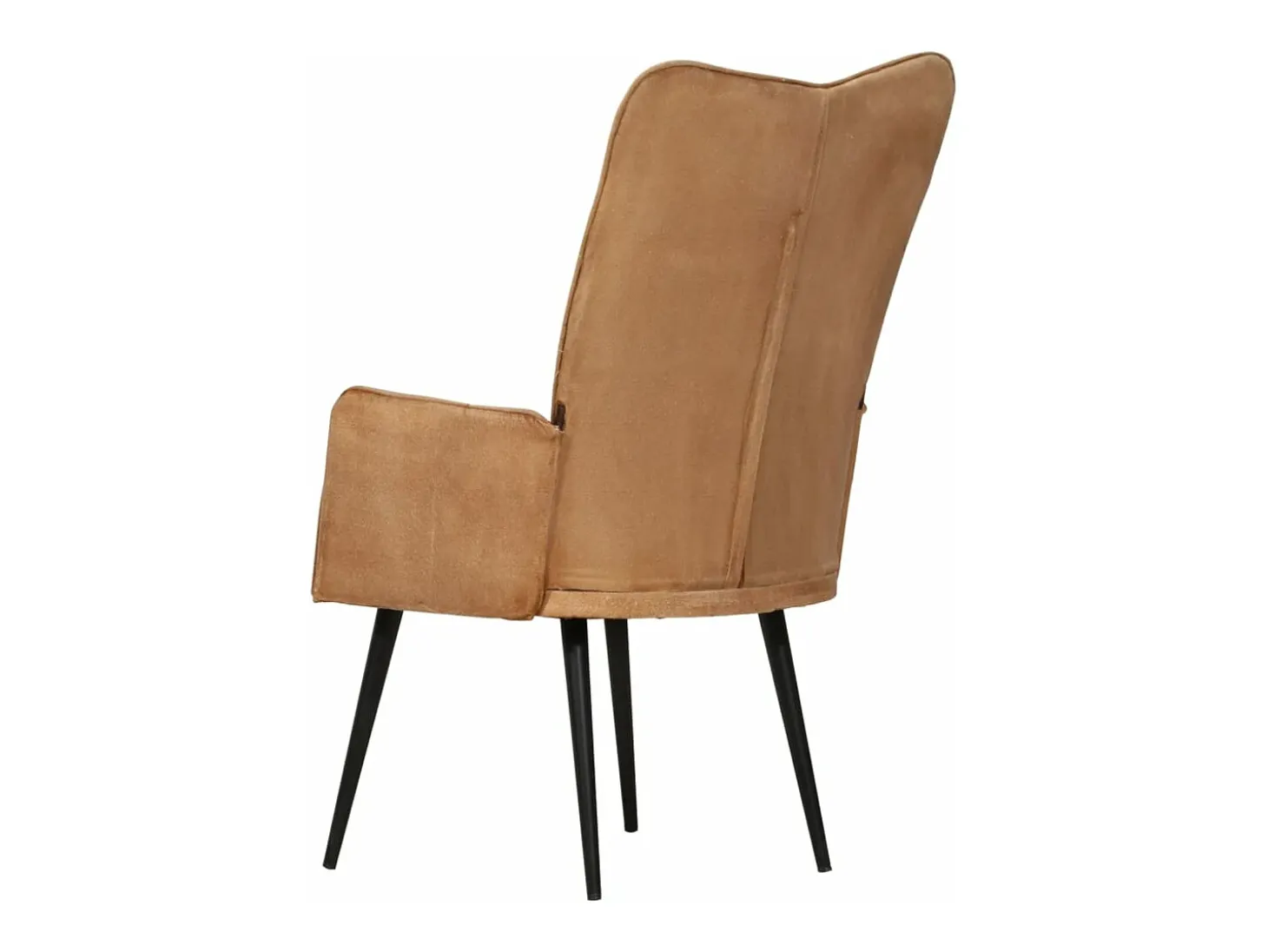 Sillón orejero de cuero auténtico marrón canela